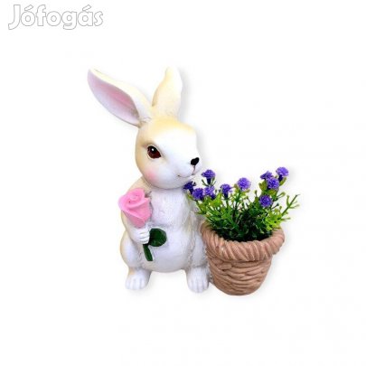Nyuszi figura levendulás kosárral 12x8x15 cm