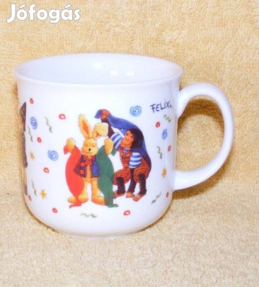 Nyuszis, bohócos porcelán bögre Felix
