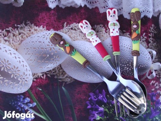 Nyuszis teáskanál és sütivillaszett 4db