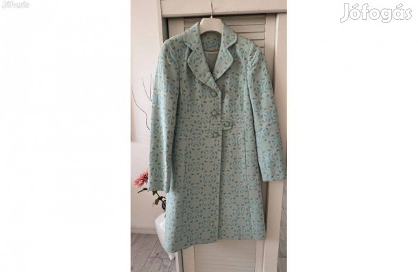 ONE elegáns hosszú világoskék szövet kabát S