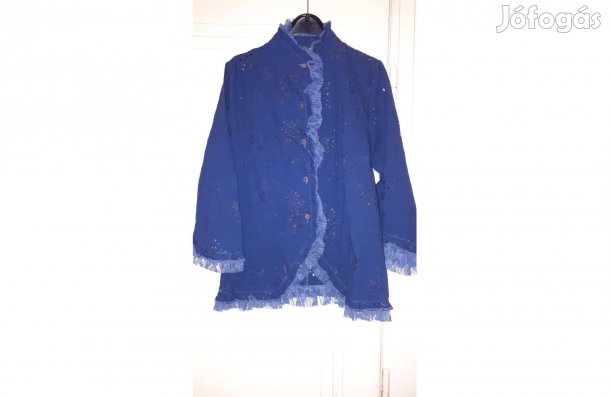 OP-ART kék madeirás női blúz, felső ( M-es )