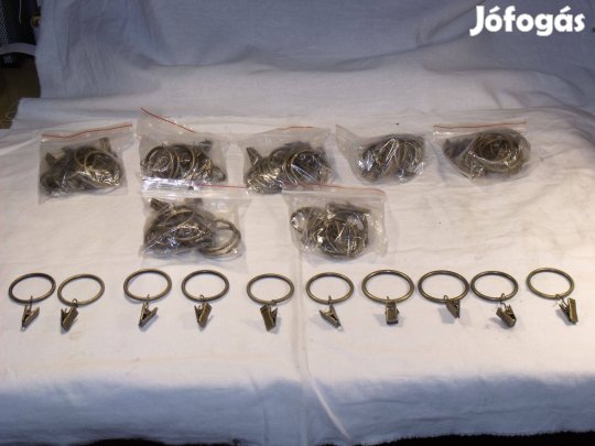 Óarany függönykarika és csipesz készlet: 25 és 19mm karnishoz.Új,olcsó