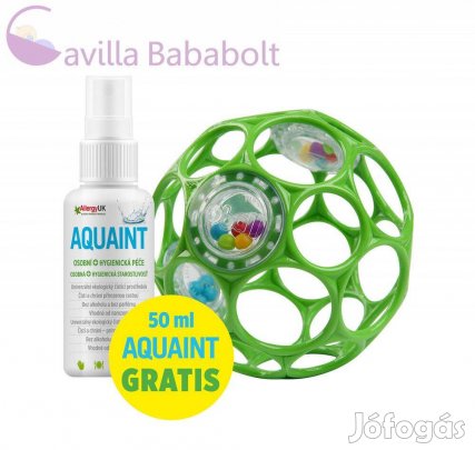 Oball Rattle játék 10 cm 0hó+ seafoam + Ajándék Aquaint Természetes ti