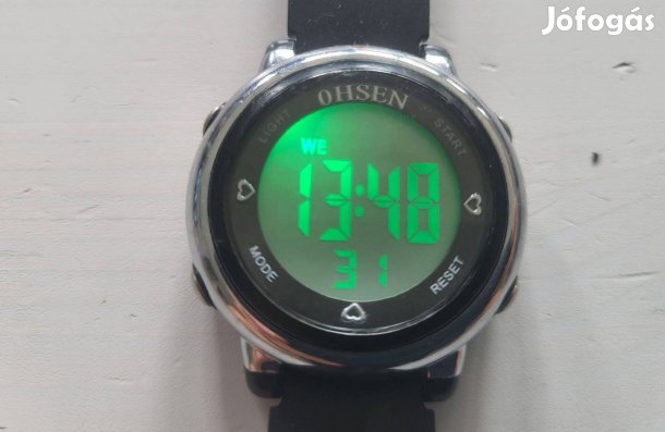 Ohsen vízálló gyerek digitális kvarc karóra, szilikon szíjjal (fekete)