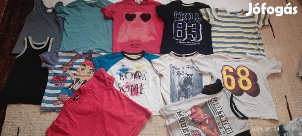 Óirási fiú ruhacsomag 110-es, 91 db,kabát, nadrág, pulcsi,póló.minden