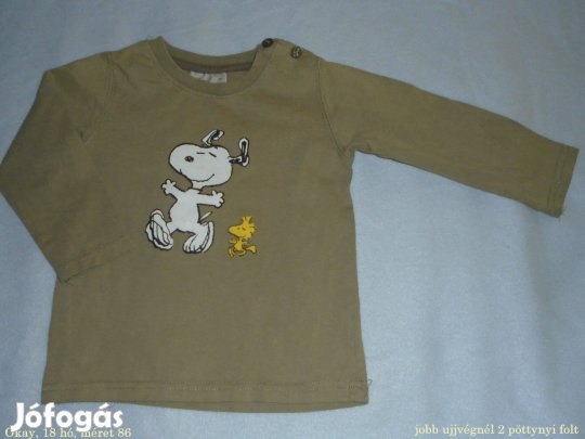 Okay Snoopy mintás khaki hosszú ujjú felső 18 hó (méret 86)