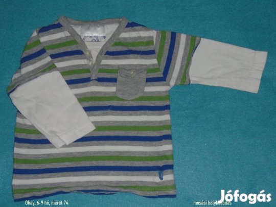 Okay csíkos hosszú ujjú felső 6-9 hó (méret 74)