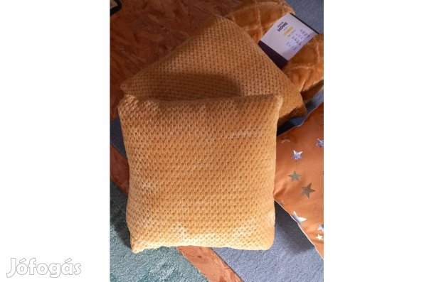 Okker sárga plüss párna 40 x 40 cm - Új, 2 db