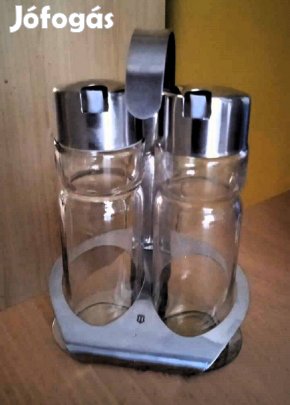 Olaj-ecet, rozsdamentes acél, 2 db-os fűszertartó készlet