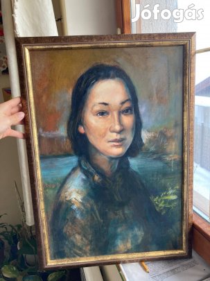 Olaj festmény ázsiai nőről