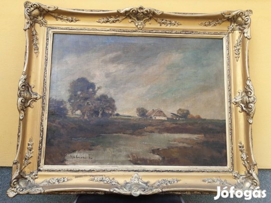 Olaj vászon festmény - tanya csendélet - 60x80 kép blondel keret