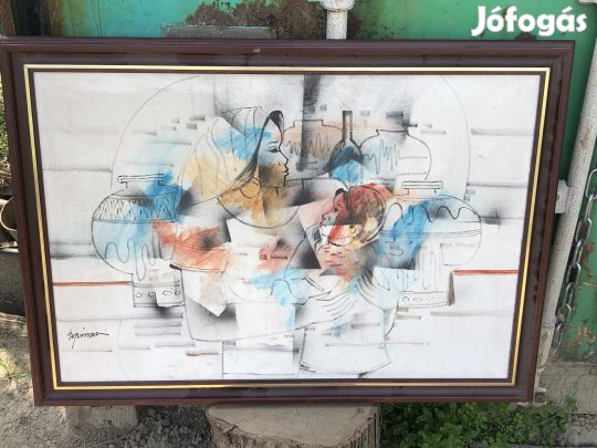 Olaj vászon festmény jelezve nagy méretü 