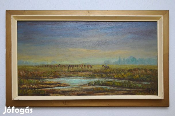 Olajfestmény, címe: Ménes