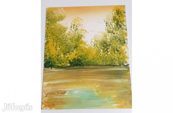 Olajfestmény tájkép fatáblán