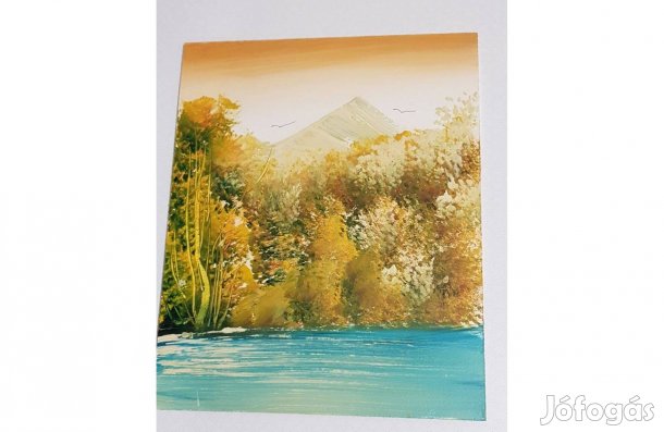 Olajfestmény tájkép fatáblán