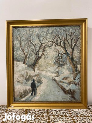 Olajfestmény vászonra - Téli táj