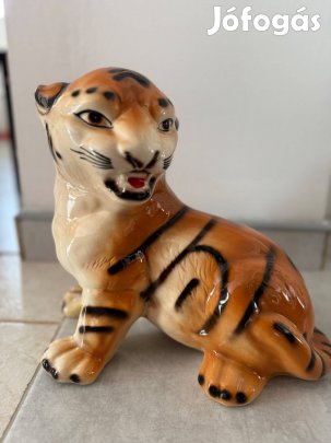 Olasz Hollywood Regency stílusú kerámia tigris figura