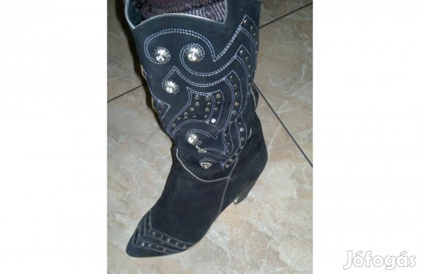 Olasz bőrcsizma Sevró bőr EL Vaquero. 36-36,5