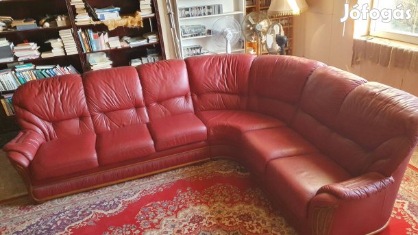 Olasz bordó bőr sarok ülőgarnitúra kanapé sarokkanapé Casabella