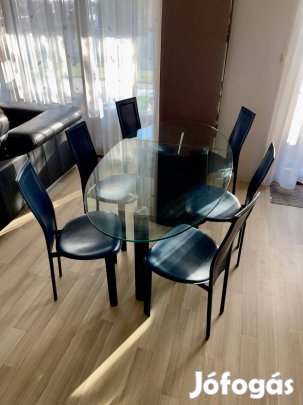 Olasz design üveg étkezőasztal és Cattelan Italia székek