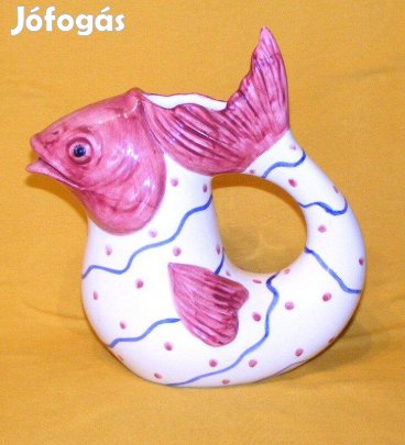 Olasz hal alakú porcelán kancsó, kiöntő