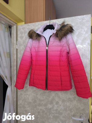Olasz pink ombre kapucnis steppelt átmeneti kabát