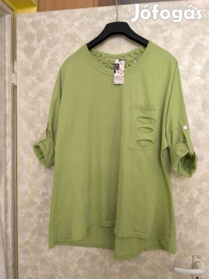 Olasz világoszöld hátul csipkével díszített pamut felső 48-50-es