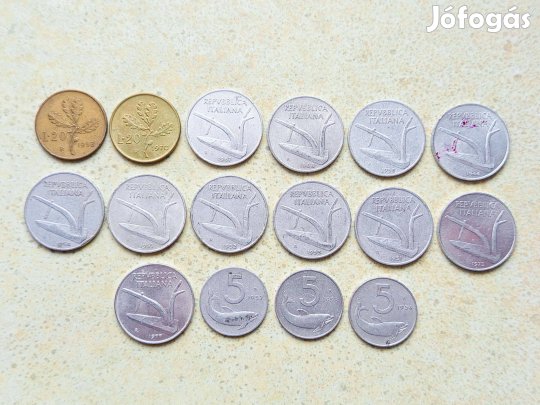 Olaszország 16 db különböző Érme 5 10 20 Líra 1951-1977