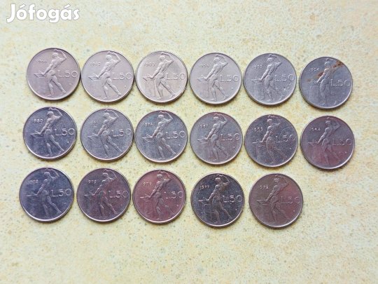 Olaszország 17 db különböző Érme 50 Líra 1954-1983