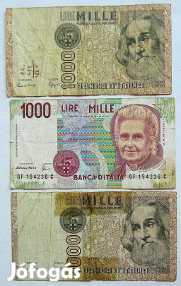 Olaszország 1.000 Lira bankjegy 3 darab