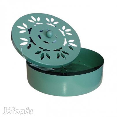 Olívazöld fém szúnyogriasztó spiráltartó kültéri használatra, 14,5x4