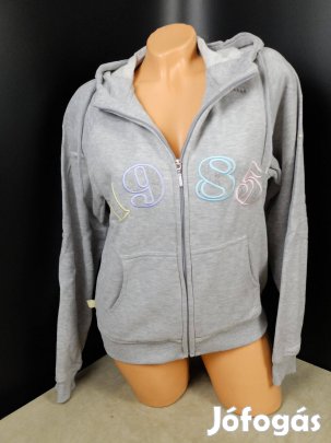 Olympus szürke hosszú ujjú kapucnis női kardigán cipzáros