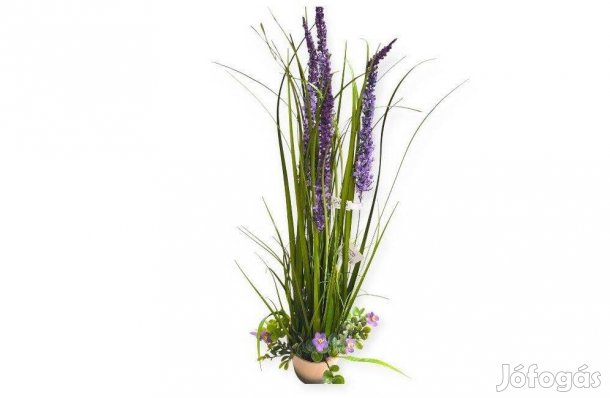 Ombre bézs dekoratív kerámia edény élethű levendulával 12×65 cm