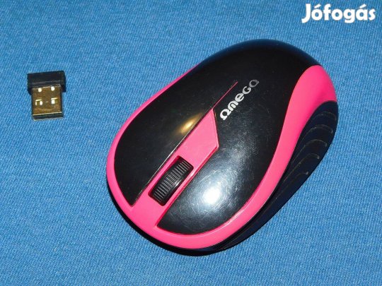 Omega OM0415BP vezeték nélküli, rózsaszín-fekete egér, USB adapterrel