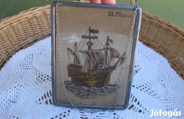 Ón keretes üveglapra festett ablakdísz