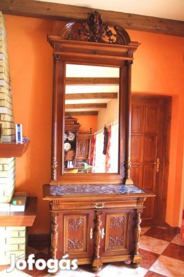 Ónémet márványlapos oszlopos tükrös komód 290 cm