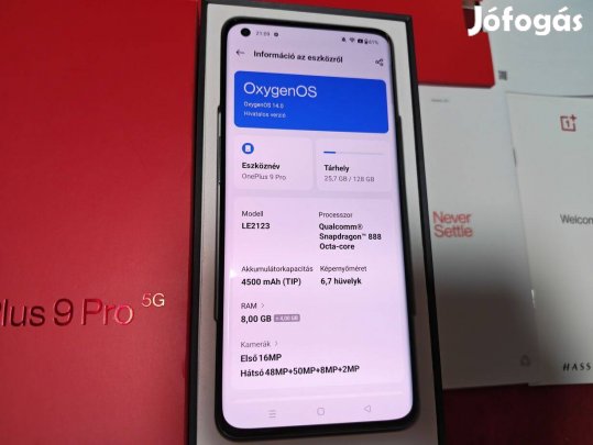 Oneplus 9 pro kártyafüggetlen dobozában, az összes tartozékával eladó!