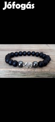 Ónix-hematit elefántos karkötő