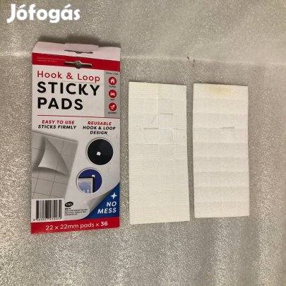 Öntapadós Fehér tépőzár készlet 22x22mm párna 36 darab szett