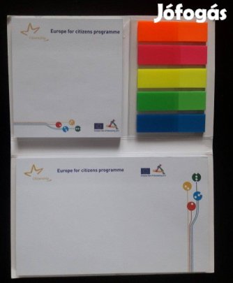Öntapadós jegyzettömb és műanyag jelölőcímke készlet EU Europe for