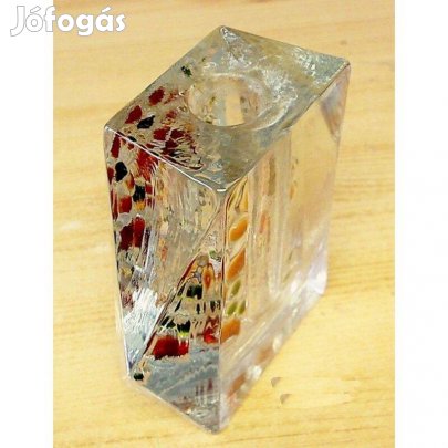 Öntött üveg gyertyatartó, Walther Glass Német kézműves munka