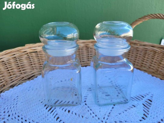 Öntött üveg kis fűszertartó 2 db