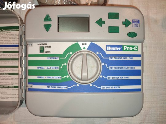 Öntözés-vezérlő: Hunter Pro-C, 12 zónás kültéri + időjárás szabályozó