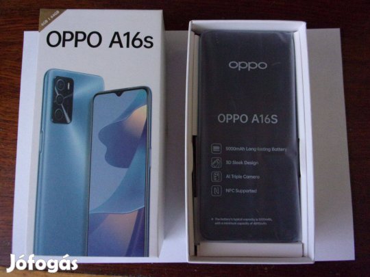 Oppo A16s tartozékaival, dobozában