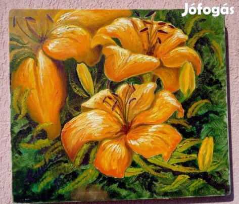 Orange flovers by Sandra, modern impresszionista stílusú feszített