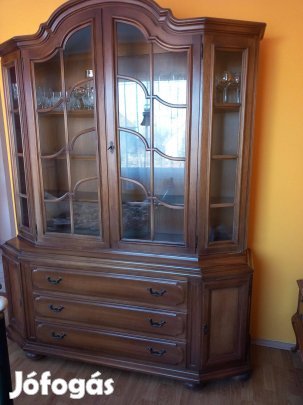 Óriási antik jellegű fa fiókos vitrin 210x160cm és 50cm mély