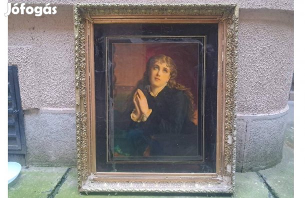Óriási méretű Antik Kép Díszes Blondel Keretben eladó! Kb. 150 éves!!!
