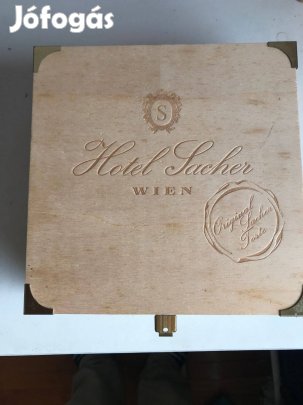 Original!Hotel Sacher Wien Tortás doboz,fából!