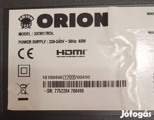 Orion 32OR17Rdl LED LCD tv panelek alkatrésznek 17IPS12 17MB82S