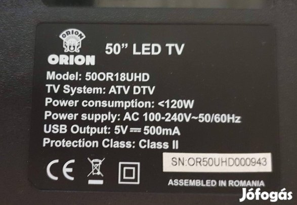 Orion 50OR18UHD Smart UHD LED tv panelek alkatrésznek CV3686H-A50 Inx